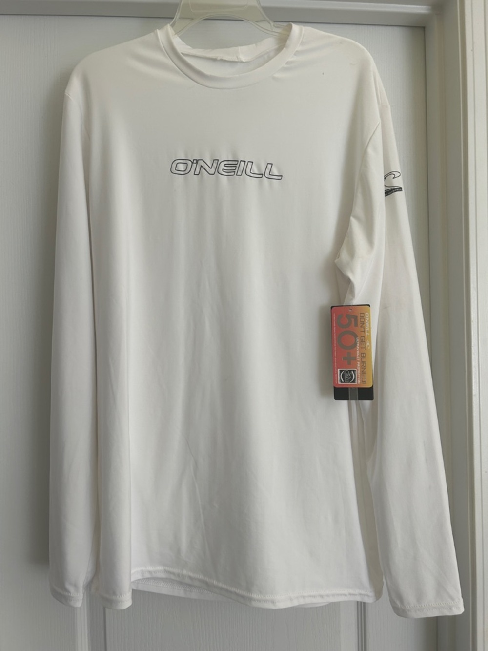 O'Neill White Men's Long Sleeve Rash Guard with Subtle Logo